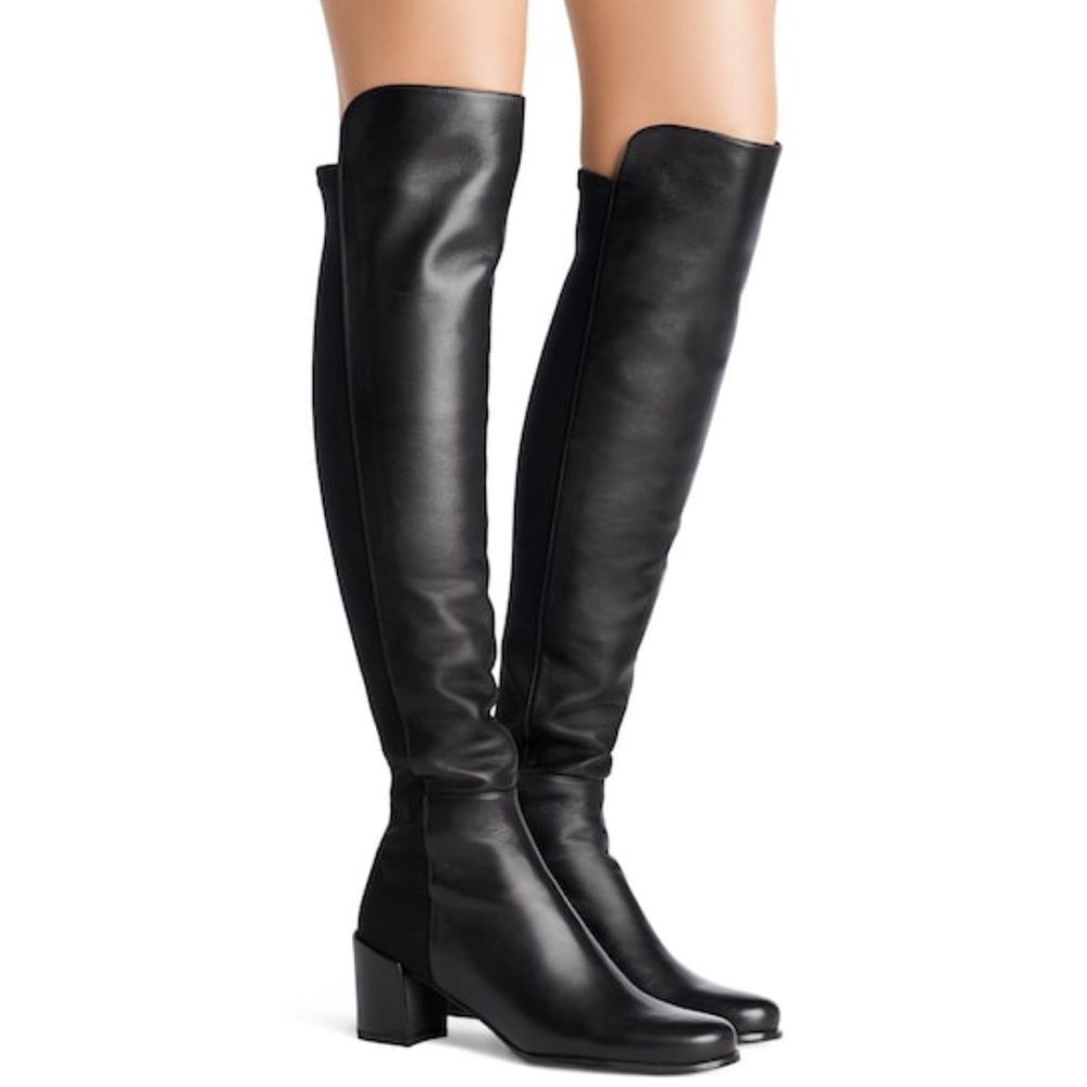 Perfect Stuart weitzman 5050 block heel boot black size 6/36.5B